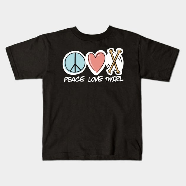 Peace Love Twirl symbol design Kids T-Shirt by SubtleSplit